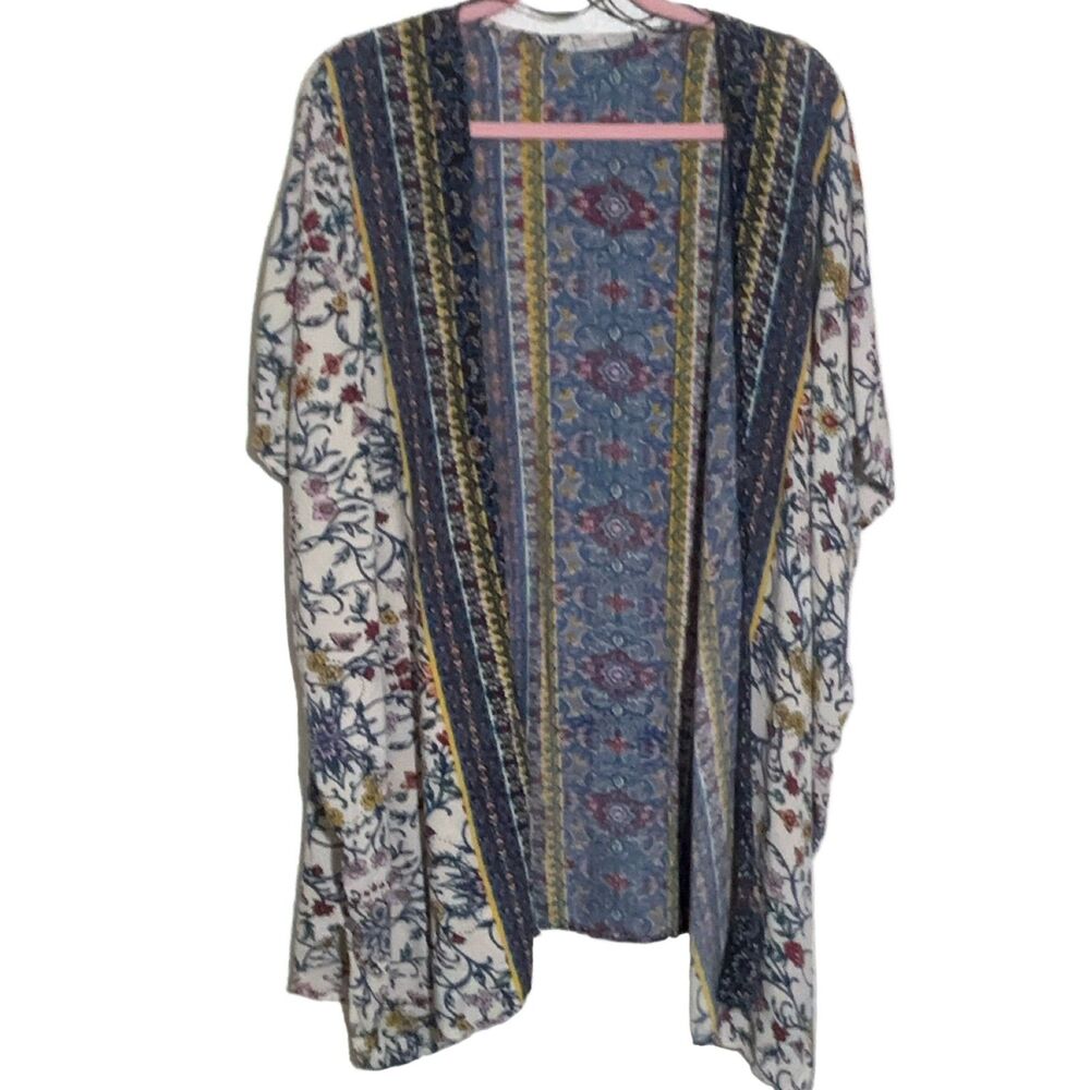 Gypsy Love Floral Patterned Open Front Kimono Cardigan Women's M Multicolor